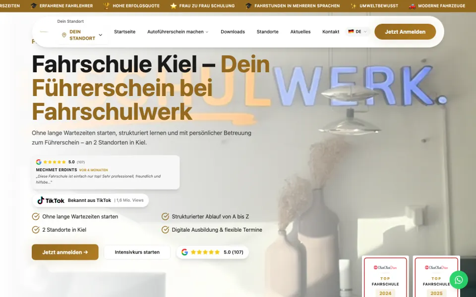 Startseite von Fahrschulwerk