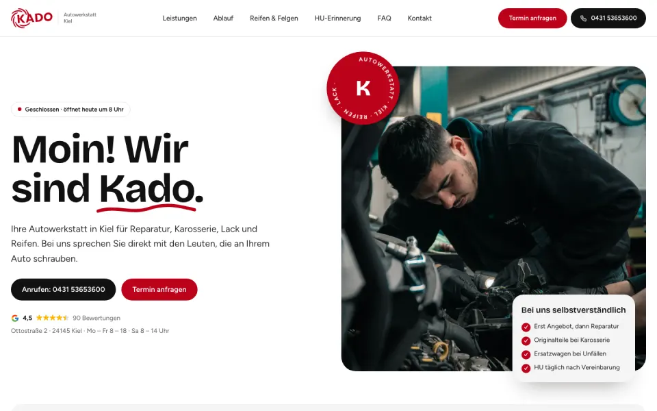 Startseite von Kado Autowerkstatt